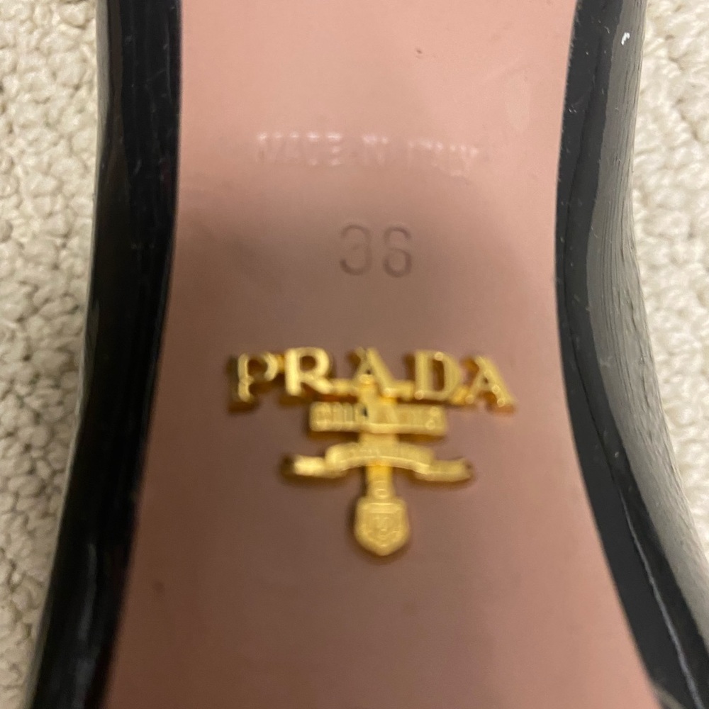 Prada black open tow pumps